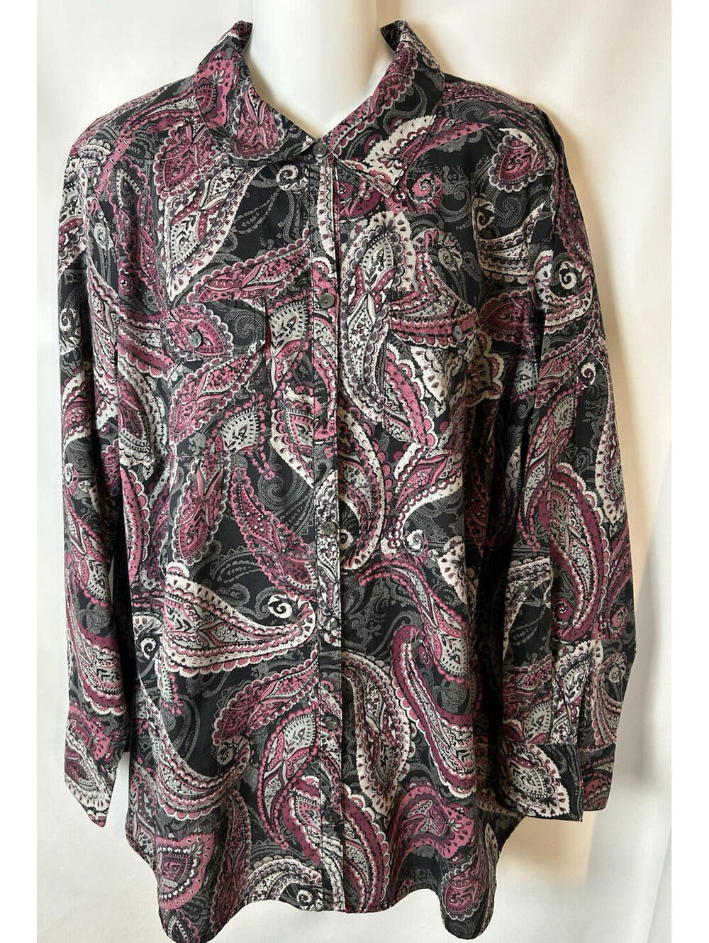 Croft & Barrow Long Sleeve Paisley Print Blouse   Size 1X  NWOT